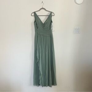 Azazie Sage Green V-Neck Maxi Dress